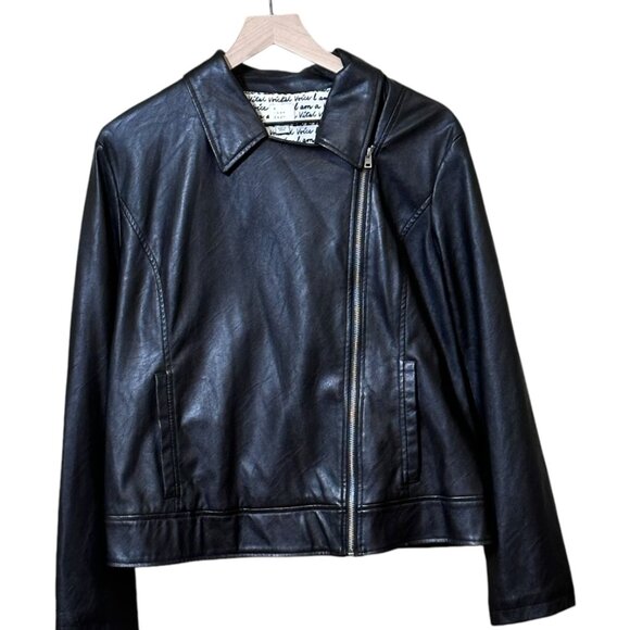 a new day Jackets & Blazers - A New Day Women"s Asymmetrical Faux Leather Jacket Size X-Large